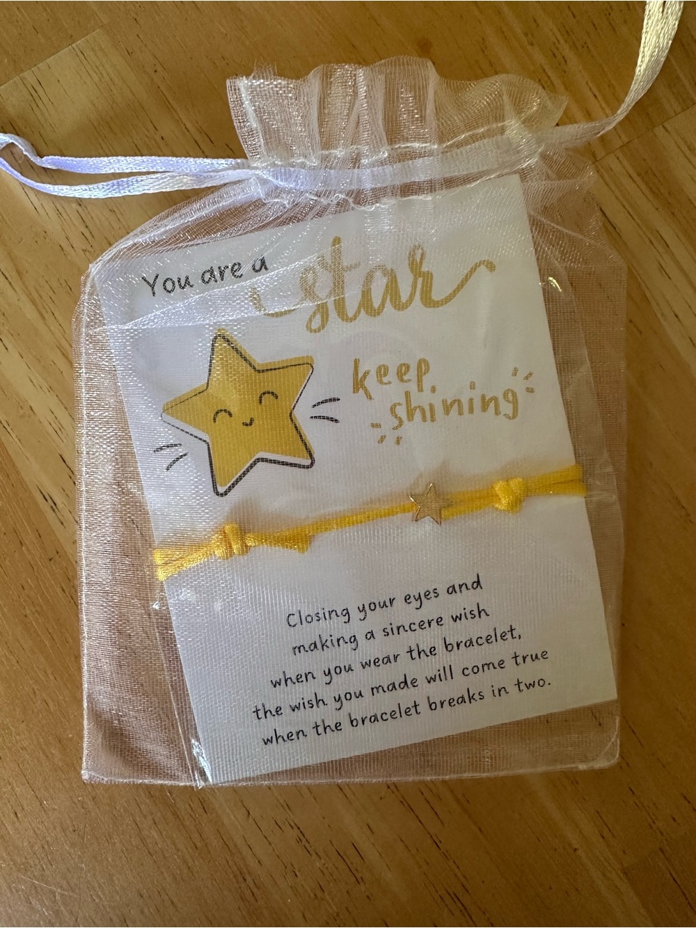 NEW You Are a Star Yellow Wish Bracelet